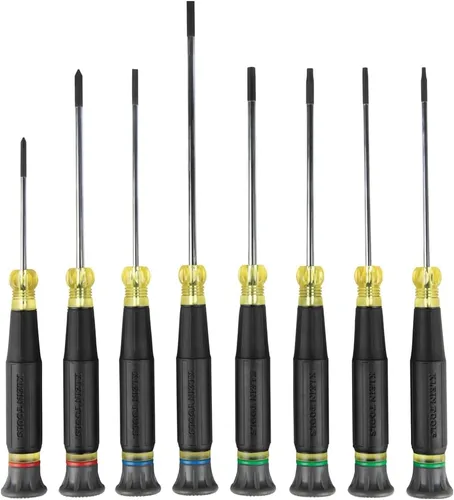 Klein Tools 85617 Juego de destornilladores de precisión mini, ranurados, Phillips, TORX, asas de agarre acolchado, ideal para bloques de