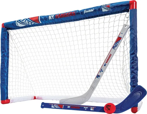 Miniatura 9 de Franklin Sports NHL - Juego de mini hockey para niños, portería de hockey sobre rodilla, pelota + 2 palos, juego de juguetes para interiores