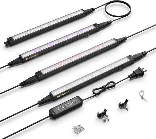 Miniatura 24 de Maygrove Luces de cultivo para plantas de interior, lámpara LED de crecimiento de espectro ajustable de 1 pie de 28 W (4 x 7 W), tira de luz de rojo