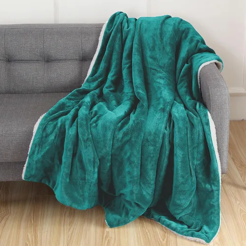Miniatura 27 de Elegant Comfort Manta de Sofá Reversible de Sherpa Sólida, Manta para Todas las Estaciones - Súper Suave, Acogedora y Afelpada - Manta Decorativa