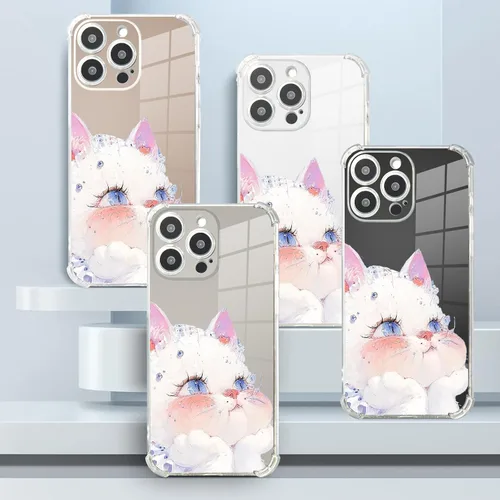 Miniatura 5 de Roemary Buffertech - Funda estética de gato para iPhone 13 con diseño de gatito, patrón estético rosa con protector de pantalla