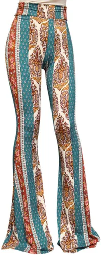 Miniatura 135 de ShopMyTrend - Pantalones de yoga largos con piernas anchas y acampanadas estilo palazzo, con cintura alta, para mujer