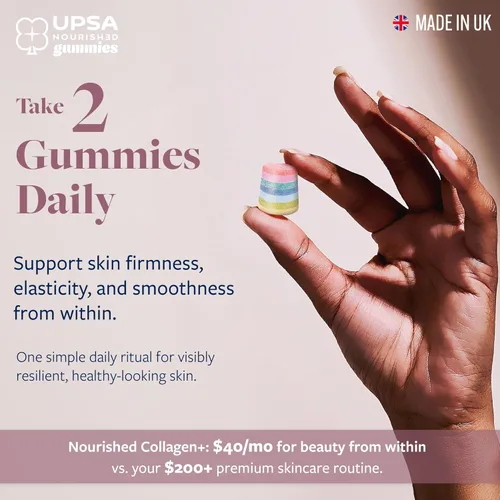 Miniatura 6 de Upsa Nourished Collagen Skin Lift 30ct - Complejo Ovoderm® de membrana de huevo con vitamina C, zinc y selenio - Gomitas vegetarianas sin azúcar