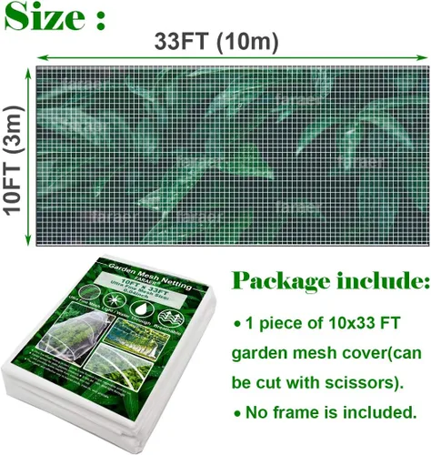 Miniatura 5 de Red de jardín, cubiertas para plantas de 10 x 33 pies, red de protección de malla ultra fina para plantas vegetales, frutas, flores, cultivos