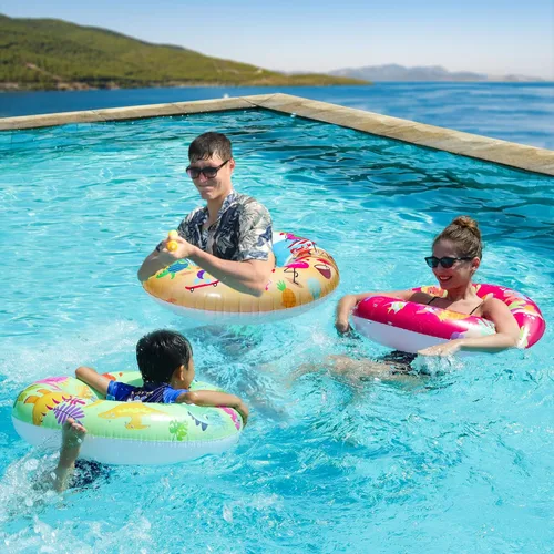 Miniatura 4 de Parentswell Juego de fiesta en la piscina – Anillos inflables de natación para piscina, tubos de piscina con pistolas de agua y pelota de playa