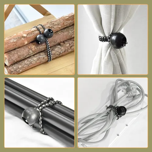 Miniatura 6 de Paquete de 30 cuerdas elásticas con bola, cuerdas elásticas resistentes de 4 pulgadas, lona de toldo con bolas elásticas para amarre de dosel