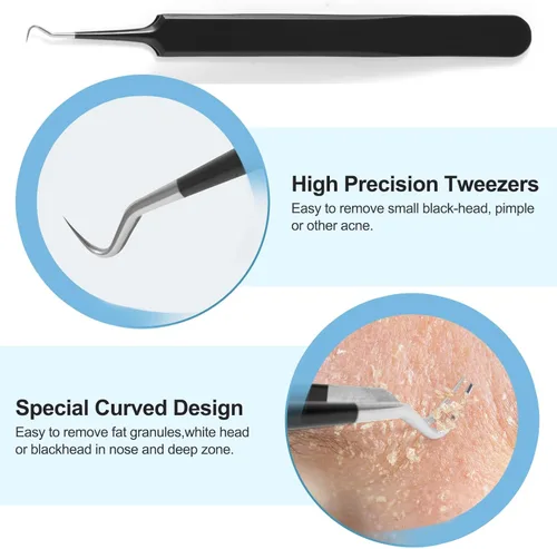 Miniatura 3 de Herramientas Removedoras de Puntos Negros Kit de Herramientas para Reventar Espinillas, Extractor de Comedones Kit de Eliminación de Acné