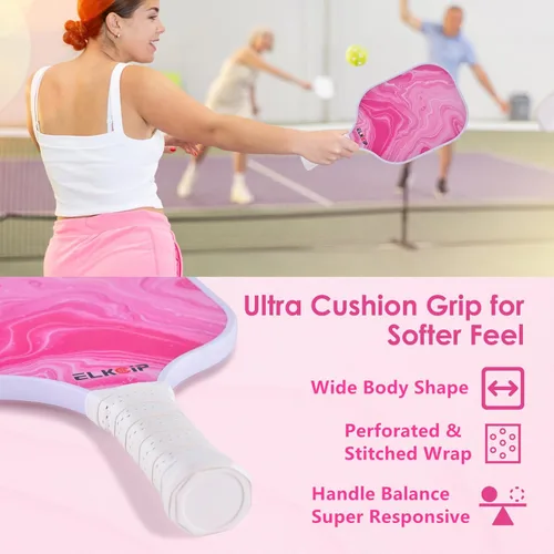 Miniatura 3 de Paleta de pickleball compuesta con cubierta para mujer, fibra de carbono de grafito, polipropileno, núcleo de panal de abeja, raqueta de pickleball