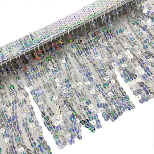 Miniatura 4 de Lauthen.S Borde de flecos de lentejuelas de 9.8 yardas, borlas de lentejuelas de 6 pulgadas para manualidades, vestido latino, adorno de ropa