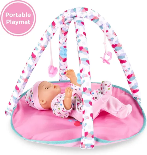 Miniatura 2 de Best Choice Products Juego de 15 piezas para niños de 13.5 pulgadas, muñeca recién nacida, juego de rol con cochecito, cuna de viaje, tapete