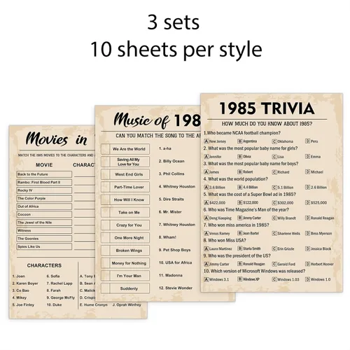 Miniatura 4 de Juegos de fiesta de cumpleaños número 40, juego de 3 actividades para 10 invitados, paquete de juegos nacidos en 1985, suministros de fiesta