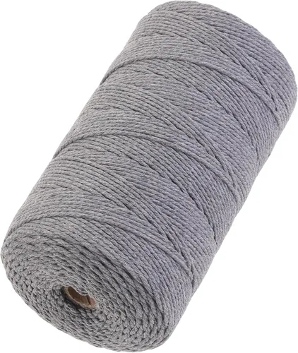 Miniatura 55 de Cuerda de macramé 4 mm x 328 yardas Natural Cuerda de algodón para macramé Cuerda de macramé colorida Cordón de algodón suave Suministros de macramé