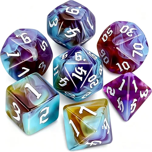 Miniatura 6 de QMAY DND Juego de Dados - 7 Piezas de Dados Poliédricos con Bolsa de Dados D&D para Mazmorras y Dragones, RPG, MTG, Juegos de Rol