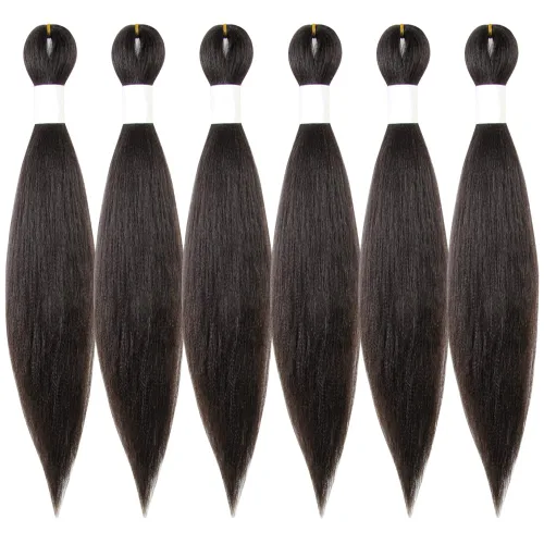 Miniatura 61 de Cabello trenzado preestirado de 10 pulgadas, 4 paquetes, extensiones de cabello corto para trenzas, cabello sintético preestirado #1 (negro azabache)