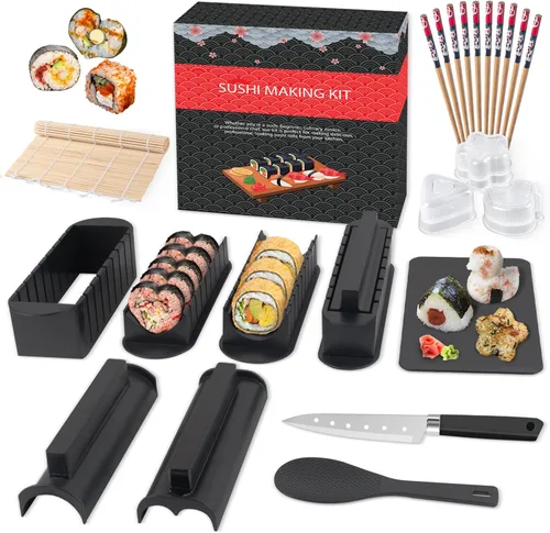 Set de máquina de sushi HI NINGER, kit de máquina de sushi de 24 piezas para principiantes para hacer su propio sushi. Puede usarse como plato de