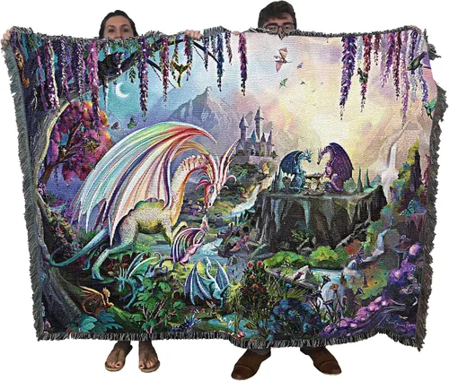 Miniatura 10 de Pure Country Weavers Rose Khan - Manta con diseño de dragón del tiempo de amatista tejida de algodón, hecha en los Estados Unidos (72 x 54 pulgadas)