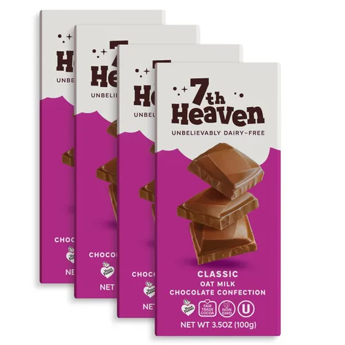 Miniatura 9 de 7th Heaven, Barras veganas de chocolate con leche de avena: crema de avellana (3.5 oz - paquete de 4), chocolate saludable, regalo perfecto de San