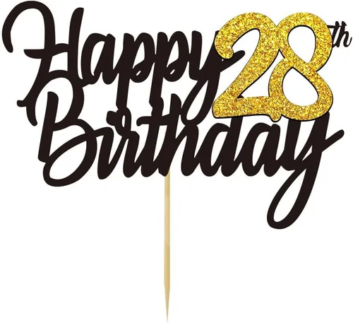 Miniatura 18 de Decoración para tarta de cumpleaños número 24 con purpurina para 24 años, decoraciones de cumpleaños de 24 años, decoraciones doradas para tartas
