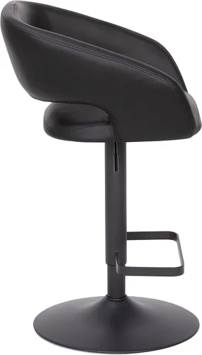 Miniatura 9 de Taylor & Logan Jenna Taburete giratorio ajustable 360 con base negra en vinilo negro