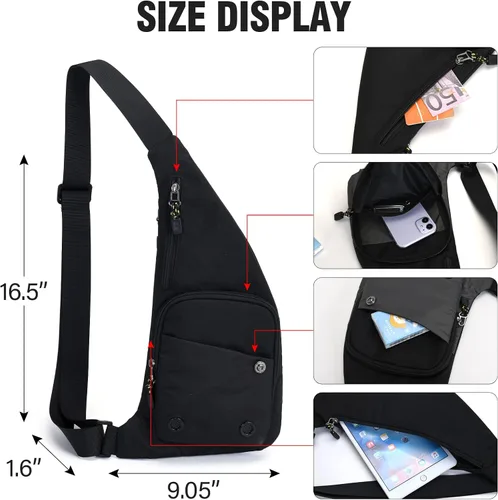 Miniatura 4 de Peicees Bolso bandolera para hombres y mujeres, mochila con correa y bolsillos, bolsa de pecho para correr, senderismo, camping, ejercicio al aire