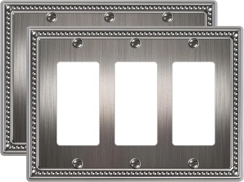 Miniatura 11 de Paquete de 4 placas de cubierta para interruptor de luz de palanca individual, cubiertas decorativas de perlas, placa de pared de metal almendra