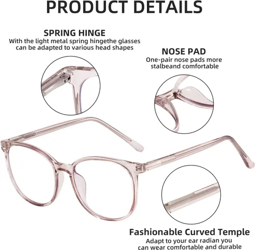Miniatura 6 de FONHCOO - Lentes con bloqueo de luz azul de moda, redondos, TR90, transparentes, gafas anti UV para computadora para mujeres y hombres Verde oscuro