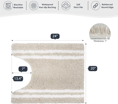 Miniatura 2 de PURRUGS Alfombra de baño antideslizante, lavable a máquina, 20 x 24 pulgadas, en forma de U, súper absorbente y de secado rápido, tapete de baño