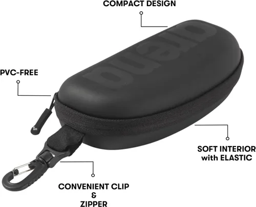 Miniatura 6 de ARENA Funda protectora para gafas de natación para nadadores, funda de transporte de tapa dura con clip para mochilas, almacenamiento y transporte