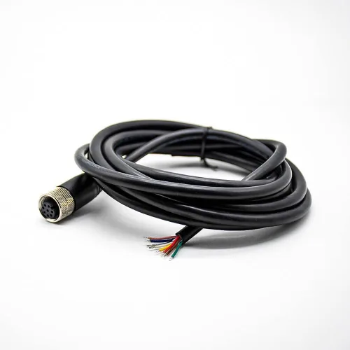Miniatura 13 de Elecbee Cable M12 A-Code Conector recto de cabeza hembra individual Cable eléctrico de enchufe de aviación (cable de 12 pines 1M/3.3 pies)