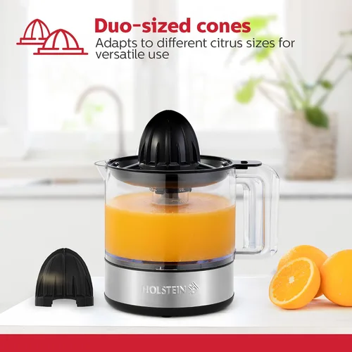 Miniatura 6 de Holstein Housewares Exprimidor eléctrico de cítricos de 27 onzas, negro/acero inoxidable, ideal para zumos de naranja, limón y pomelo recién