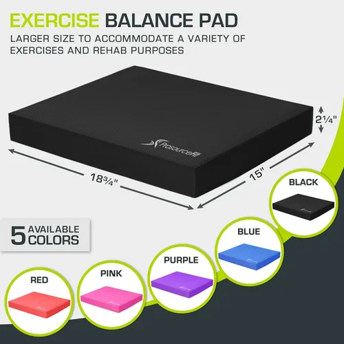 Miniatura 2 de ProsourceFit Almohadilla de equilibrio de ejercicio, alfombrilla de espuma acolchada antideslizante y rodillera para entrenamiento de fitness y Negro