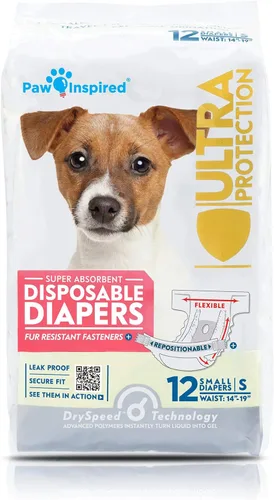 Miniatura 7 de Paw Inspired Pañales desechables para perras Pañales para perros hembra con ultra protección Pañales para perros en celo, que se orinan por