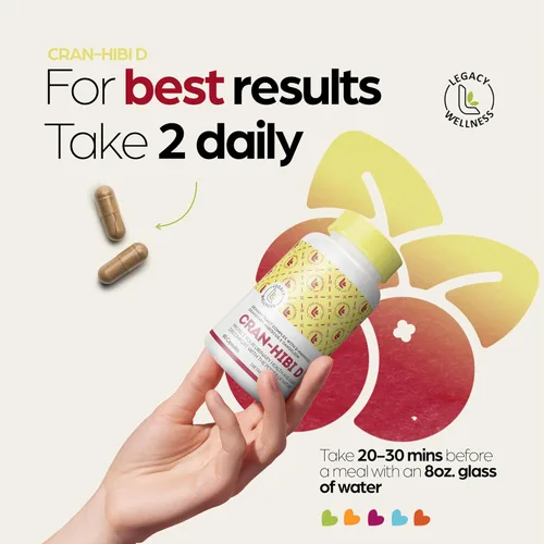 Miniatura 4 de Legacy Wellness Cran-Hibi-D: D Manosa con cápsulas de arándano, hibisco y diente de león, salud del tracto urinario, limpieza natural, apoyo