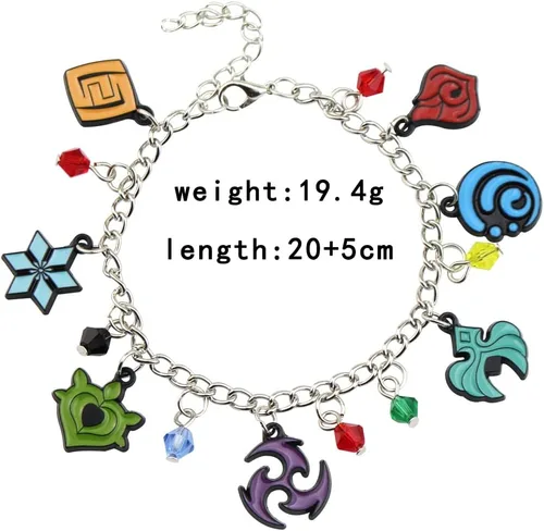 Miniatura 3 de KANGSHUN Genshin Impact Charm Pulsera de juego de joyería de dibujos animados, regalos de metal para fanáticos, mujeres, niñas y hombres, Sin gemas.