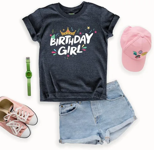 Miniatura 2 de Camiseta de cumpleaños para niña corona primer año dos tercero 4 5 cumpleaños para niños pequeños