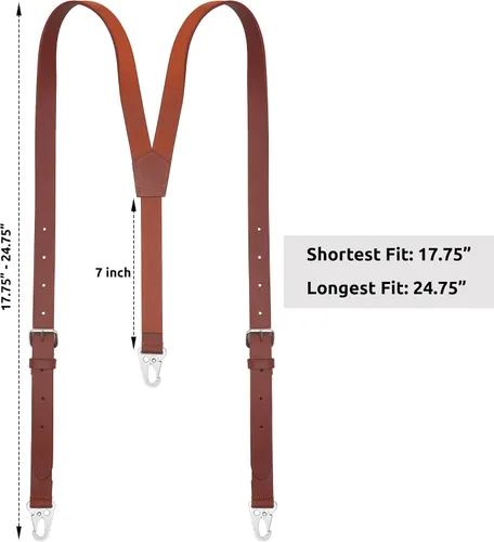 Miniatura 2 de Liguero de cuero genuino para hombre Tirantes de cuero con diseño en Y Regalos de padrinos de boda Liguero ajustable con ganchos Tirantes