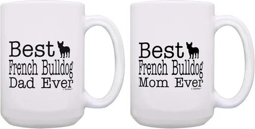 Miniatura 18 de ThisWear Dog Owner Gifts Best French Bulldog Dad Ever Paw Pattern Gift - Taza de café de cerámica de 11 onzas con mango y patrón de hueso