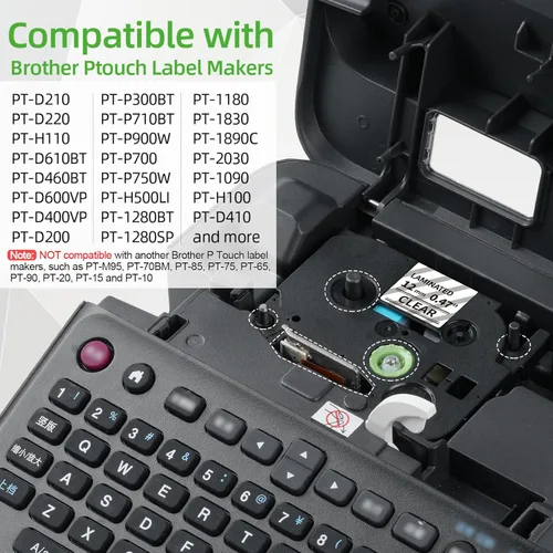 Miniatura 2 de Labelife TZe-131 TZe131 - Cinta de etiquetas transparente de repuesto para Brother P Touch, cinta TZe TZ de 0.47 pulgadas, laminada transparente