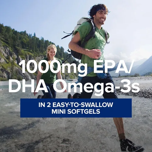 Miniatura 2 de GNC Suplemento de aceite de pescado de triple fuerza, mini Omega 3, 1000 mg de EPA y DHA, apoya la salud del corazón, el cerebro, la piel, los ojos