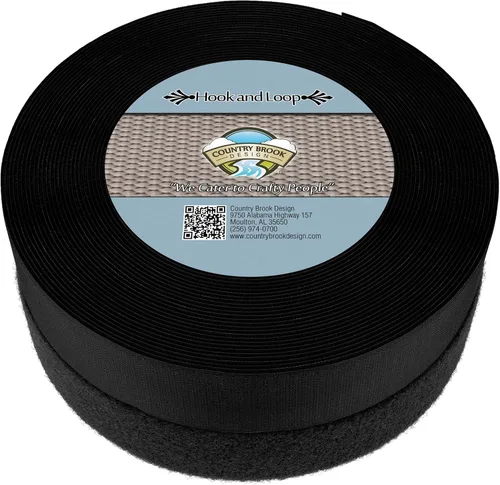 Miniatura 2 de Country Brook Design - Gancho y lazo negro para coser (1 1/2 pulgadas, 10 yardas)