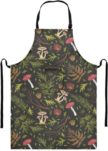 Miniatura 20 de GIFTPUZZ Delantal de chef para mujer con lazo largo y bolsillo frontal con correas