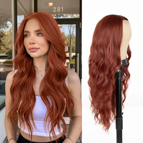 Miniatura 12 de Pelucas rubias 613 para mujer, con línea de cabello de encaje, largas, onduladas, de parte media, resistentes al calor, de pelo sintético de aspecto