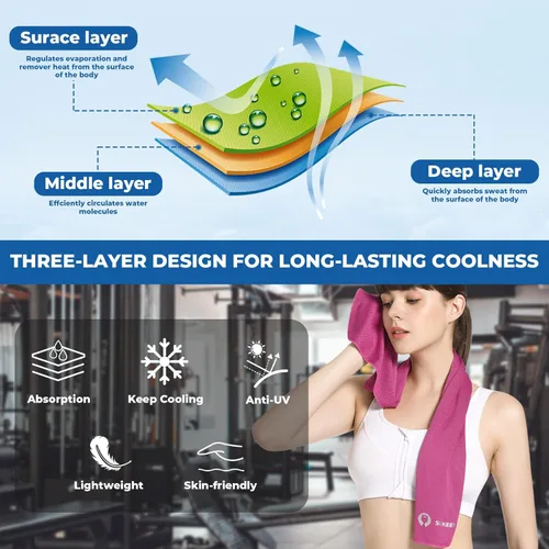 Miniatura 2 de Sukeen Paquete de 4 Toallas Refrescantes (40" x 12"), Toallas Frescas para el Cuello, Trapo Deportivo para Sudor del Gimnasio, Trapo Refrescante