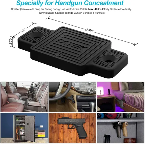 Miniatura 4 de Soporte magnético para pistola para vehículo con clasificación de 46 libras. Soporte magnético de pistola táctica para automóvil, camión, hogar
