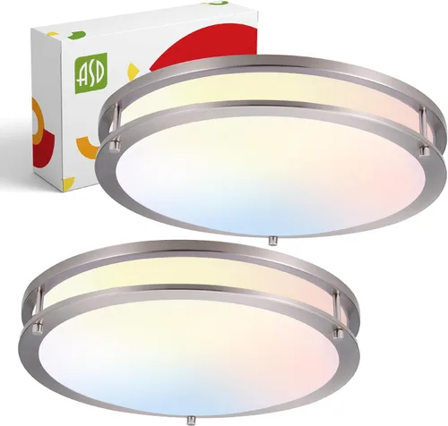 Miniatura 24 de ASD Lámpara LED de techo de montaje empotrado de 18 pulgadas, interruptor de 28 W, 100-277 V, 2750 lúmenes, 3000 K/4000 K/5000 K, regulable, Níquel