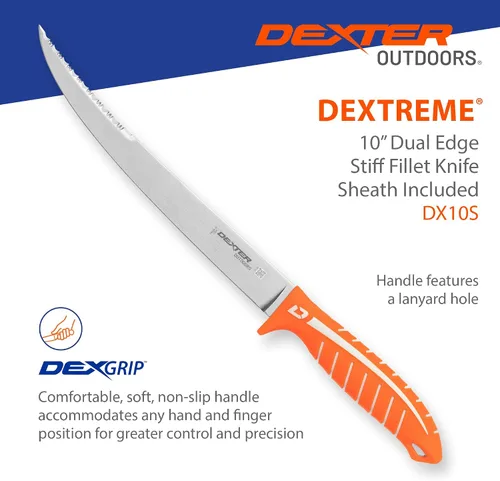 Miniatura 5 de Dexter Outdoors Dextreme Cuchillo de filete rígido de 10 pulgadas de doble filo Incluye funda