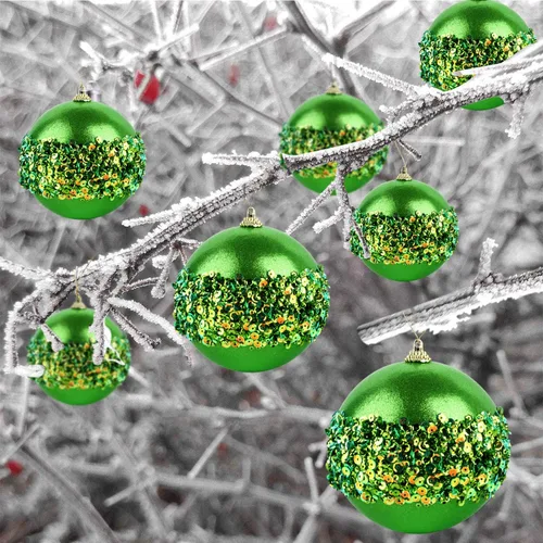 Miniatura 3 de Juego de 4 bolas de adorno de Navidad verdes, juego de 4 bolas de adorno de Navidad rojas inastillables para árboles de Navidad, bodas, fiestas