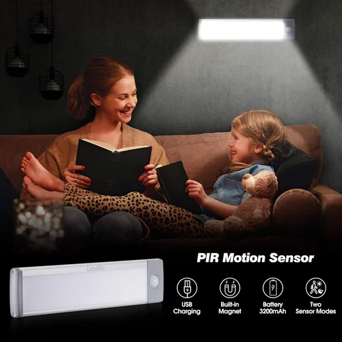 Miniatura 3 de LEPOTEC 30 Luces LED Debajo del Mostrador para Armarios, Luz LED para Gabinetes con Sensor de Movimiento, Luz de Despensa Operada con Batería