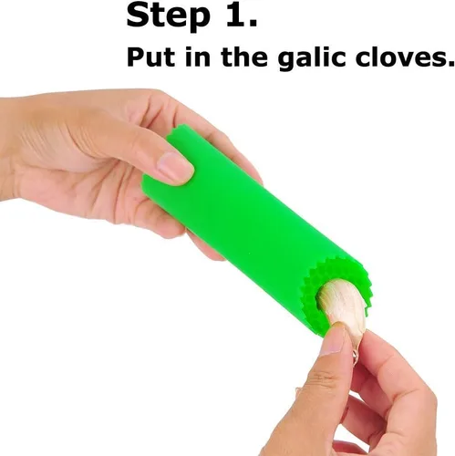 Miniatura 2 de Sinnsally Pelador de ajo, rodillo removedor de piel, fácil y rápido de pelar dientes de ajo con rodillo de tubo de silicona, herramienta de cocina