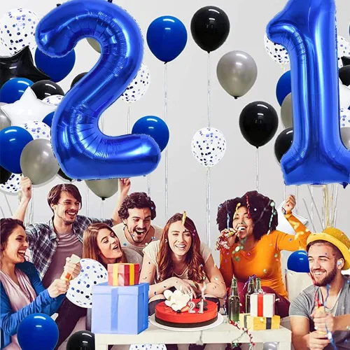 Miniatura 4 de TONIFUL Globo azul marino número 1 de 40 pulgadas de Mylar de gran tamaño azul oscuro digital 1 globo para fiesta de cumpleaños, despedida